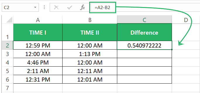 Subtracting time in Excel in number format