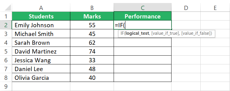 Writing the Excel IF function