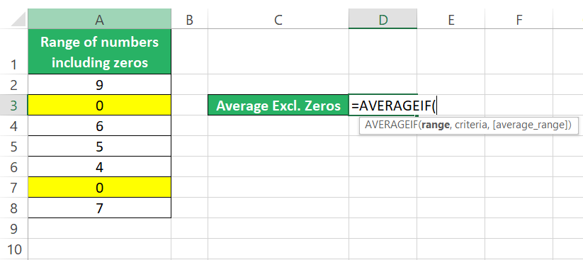 writing the AVERAGEIF function