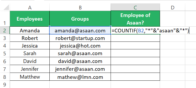 COUNTIF function in column c