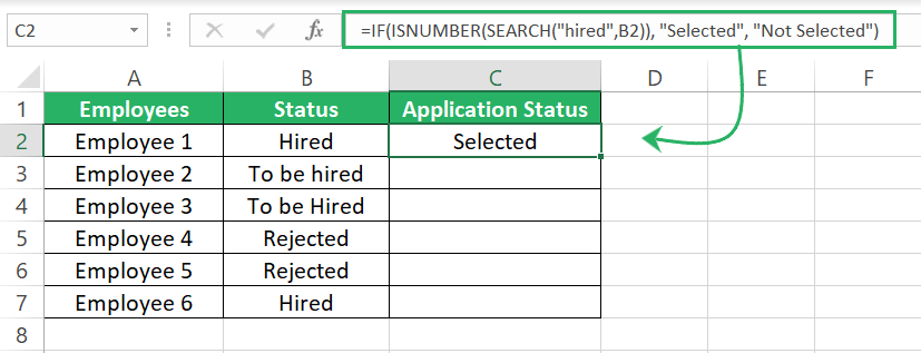 Results of IF function