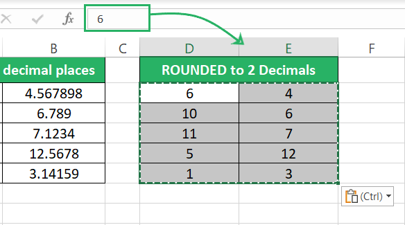 Pasted as whole number values