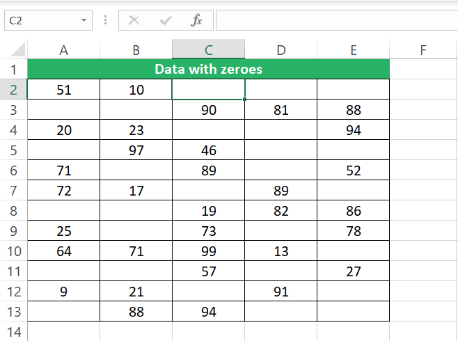 Empty cell value