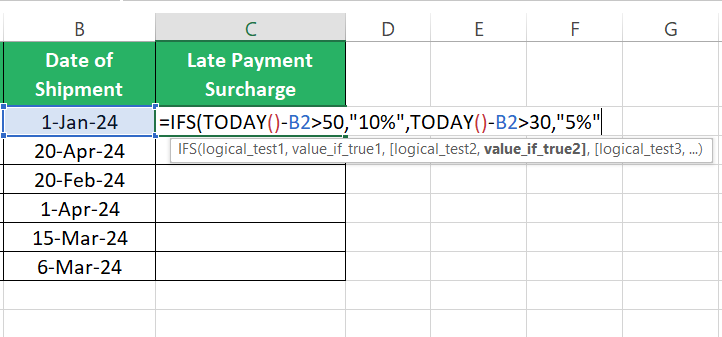 Logical functions with TODAY function