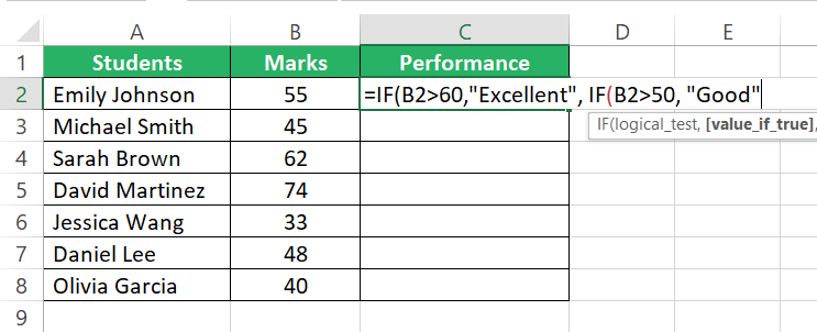 Nesting IF function for logical comparisons