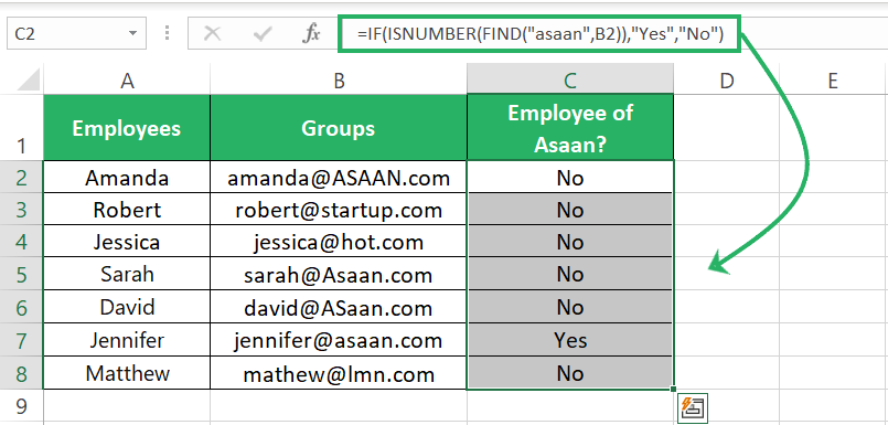 FIND function finds case-sensitive text string