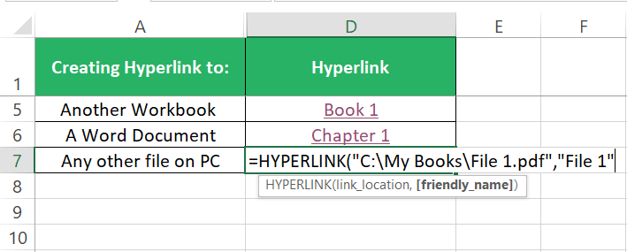 Hyperlink with full path