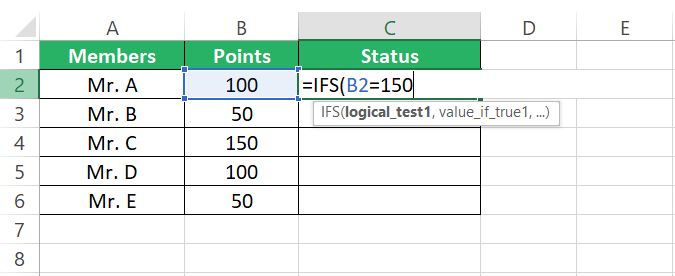 IFS function checks template