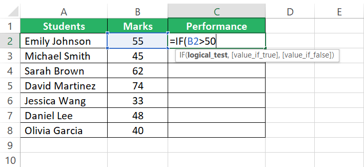 Logical test for IF formula