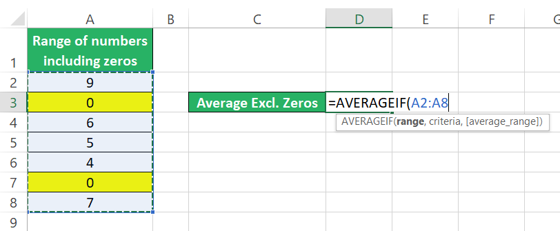 Range of numbers