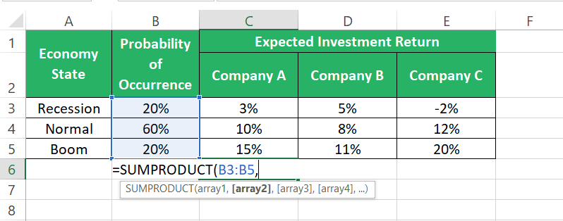 First array of probability