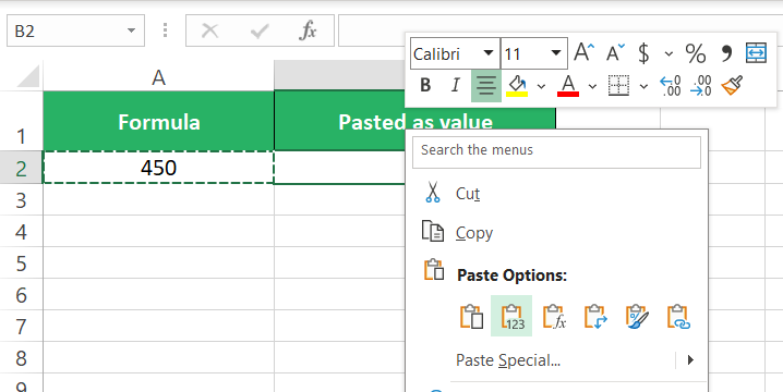 Menu of options
