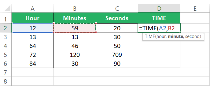 Referring to the minute value