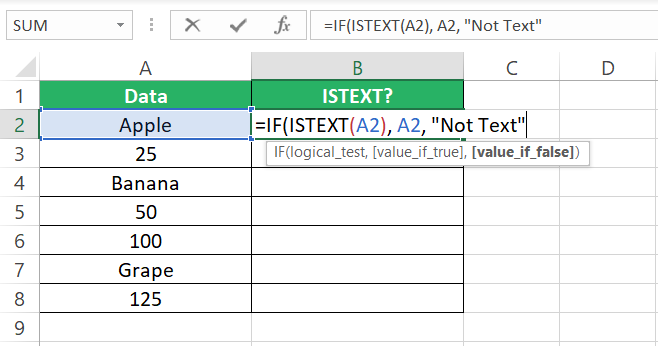 The ISTEXT function