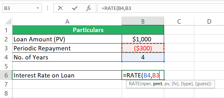 Excel pmt function