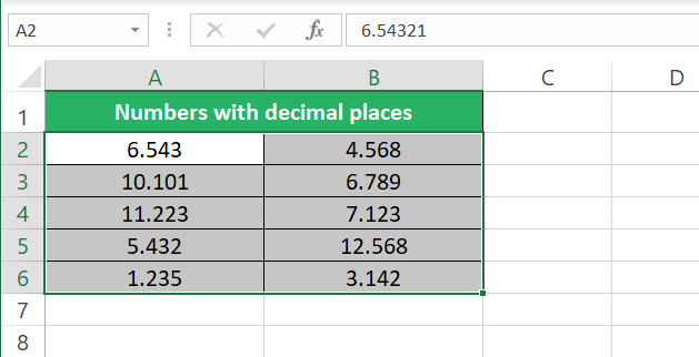 Decimal places decreased