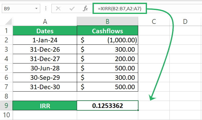 XIRR calculation