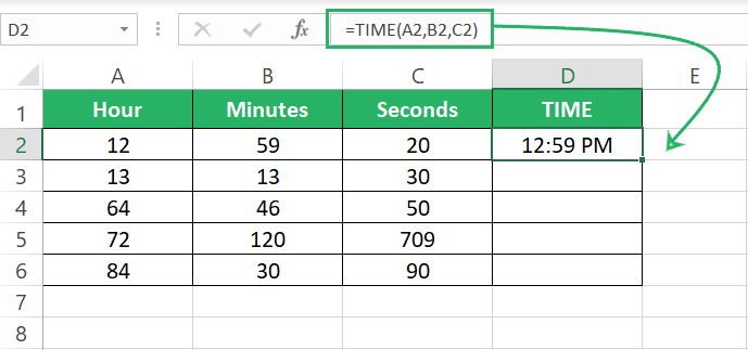 Formula returns the time value