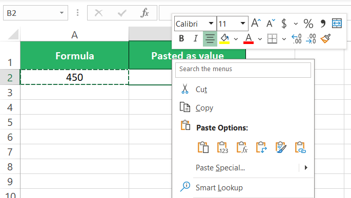 Menu of options