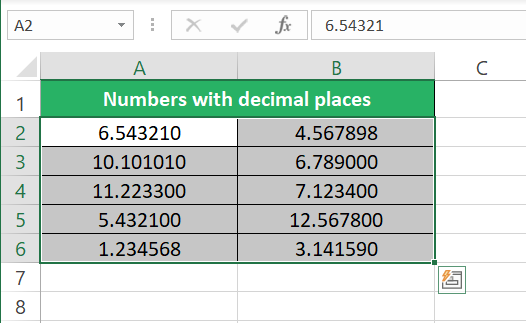 Decimal places increased