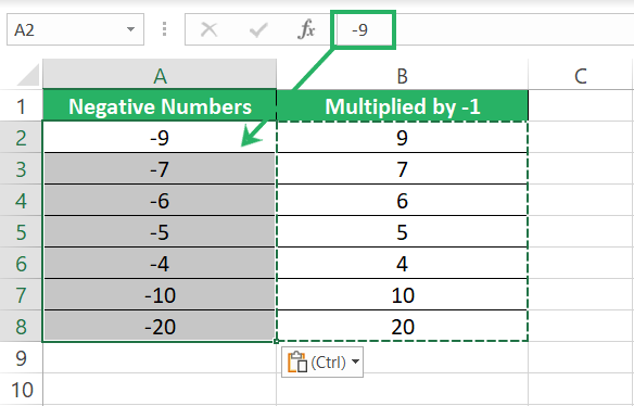 Formulas converted to values