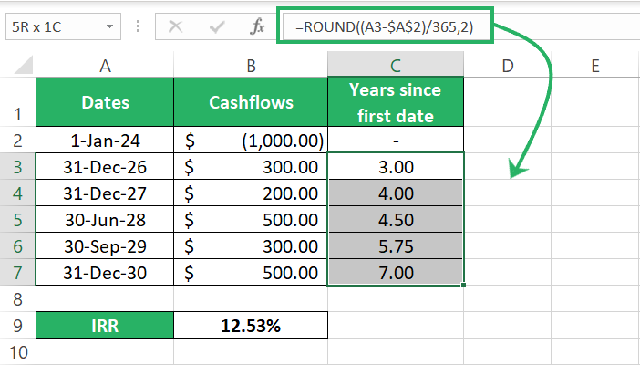 Calculating the number of years