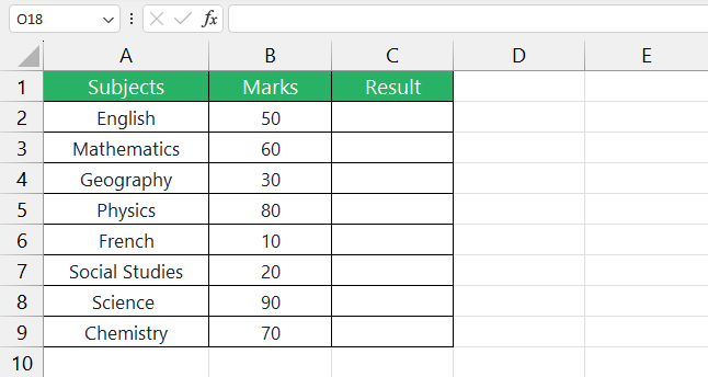 image 1 Sample data set for comparison text in Microsoft Excel worksheet
