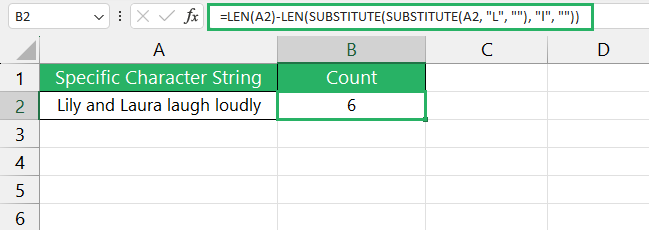 Function uses substitute to return count of character occurrence