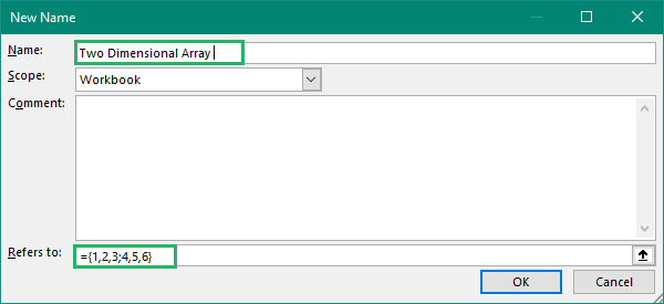 Array in refer box