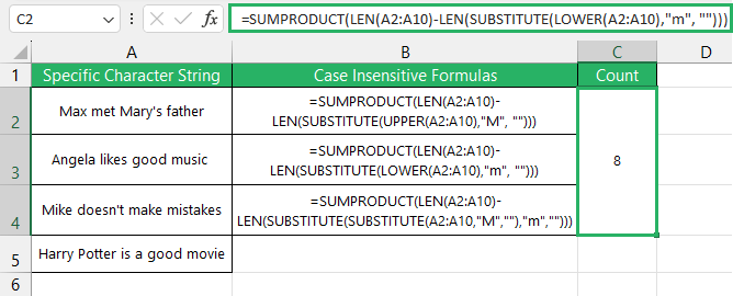 Three functions returning the same character count