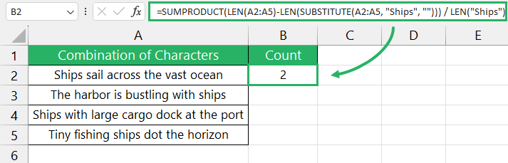 Function sums all occurrences of the word ship