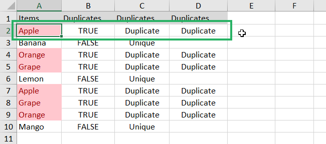 duplicate value