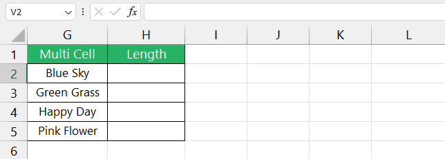 Sample data for multi-cell example