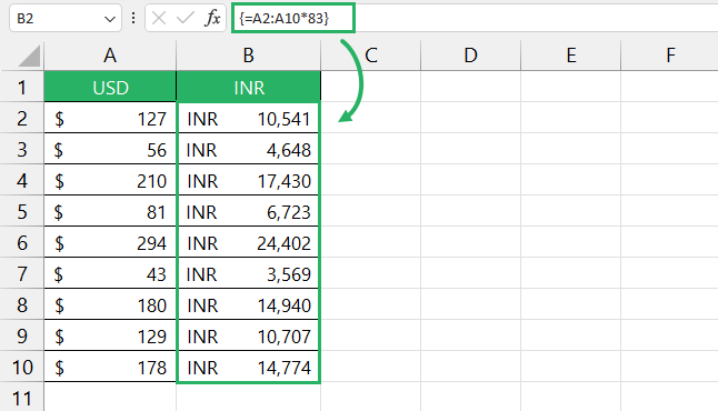 Using a multi cell array function