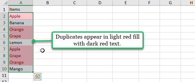 highlight Duplicate values