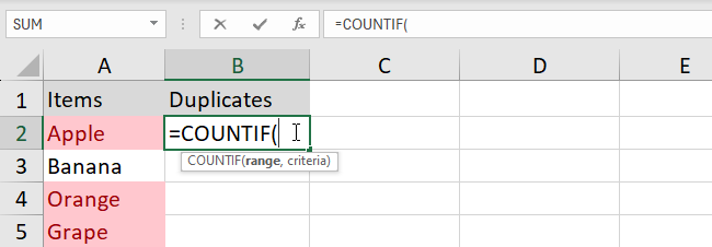 COUNTIF formula