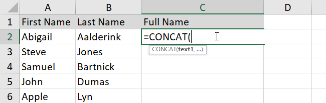 concat formula