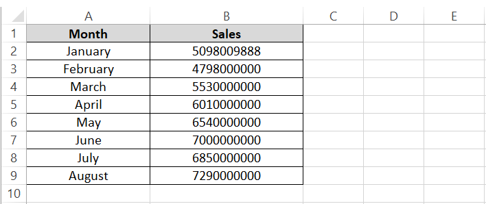 Large numbers in Excel sheet