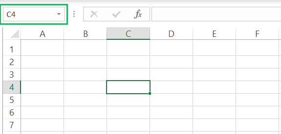 1 Cell reference in the formula bar