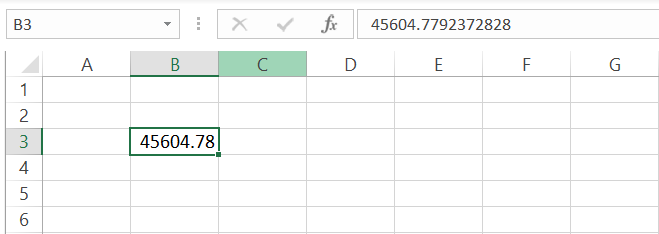 1 A number in Excel