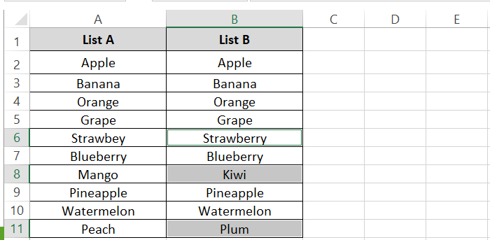 All different cells selected
