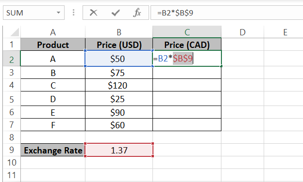 10 absolute column and absolute row reference