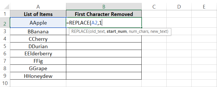 The start Num in Excel formulas