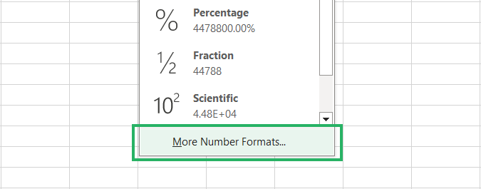 Number formats in Excel