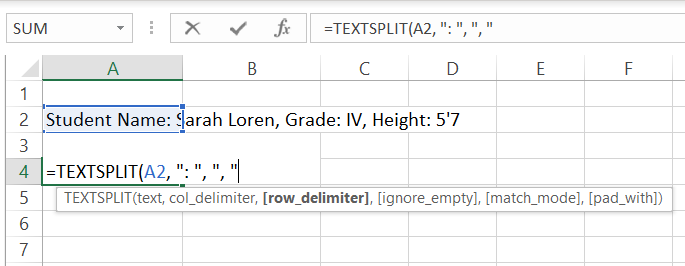 row delimiter to extract text in rows