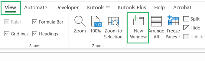 New Window button for spreadsheet compare