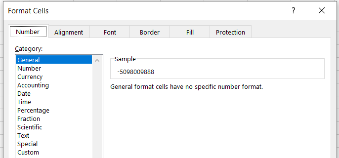 Format Cells dialog box