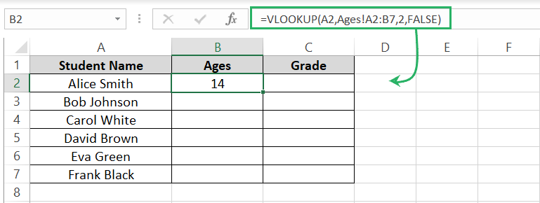 VLOOKUP function returns age