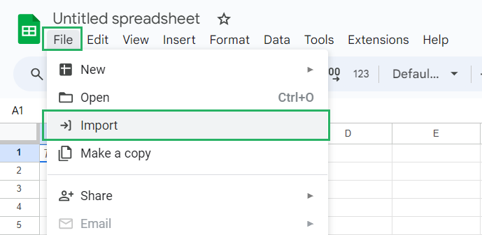 Import file to Google Sheets