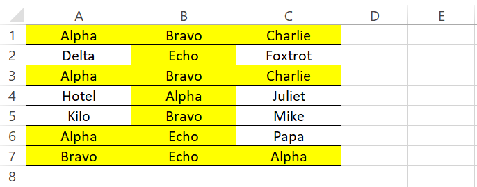 Excel highlights all cells where value appears more than once